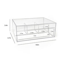 Isaac Jacobs 4-Compartment Clear Acrylic Organizer with Lid (6.7" L x 8.6" W x 3.4" H), Multi-Sectional Tray & Storage Solution for Makeup, School & Office Supplies & More, for Bathroom, Kitchen