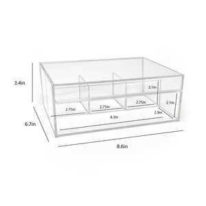 Isaac Jacobs 4-Compartment Clear Acrylic Organizer with Lid (6.7" L x 8.6" W x 3.4" H), Multi-Sectional Tray & Storage Solution for Makeup, School & Office Supplies & More, for Bathroom, Kitchen