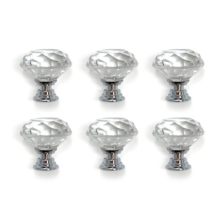 Isaac Jacobs Crystal Knobs Set, Cabinet Knobs with Screws, Drawer Pulls, Glass, for Dresser, Bathroom, Bedroom, Kitchen, Living Room &amp; More