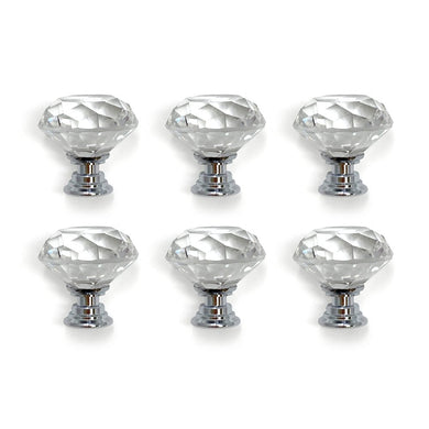 Isaac Jacobs Crystal Knobs Set, Cabinet Knobs with Screws, Drawer Pulls, Glass, for Dresser, Bathroom, Bedroom, Kitchen, Living Room & More