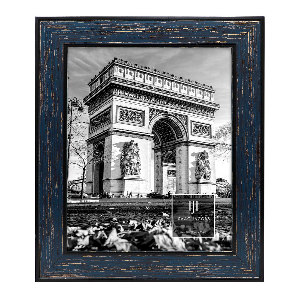 Isaac Jacobs (Vertical &amp; Horizontal) Double Border Picture Frame w/ Black Fabric Easel, Wall-Mountable, Made for Tabletop &amp; Gallery, Home or Office