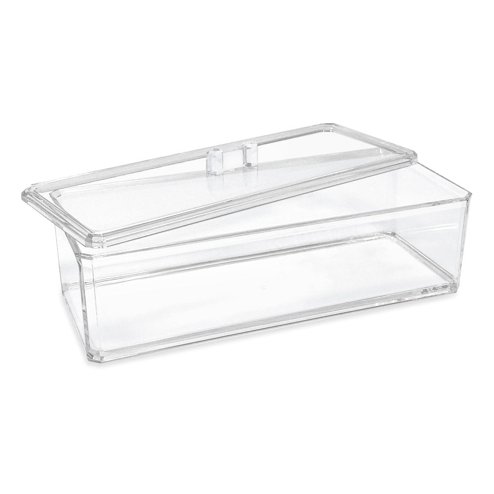Isaac Jacobs Clear Acrylic Rectangular Stackable Storage Organizer with Lid, Multi-Functional, Bathroom, Kitchen, Home, Office, Desk, Drawers