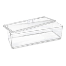 Isaac Jacobs Clear Acrylic Rectangular Stackable Storage Organizer with Lid, Multi-Functional, Bathroom, Kitchen, Home, Office, Desk, Drawers