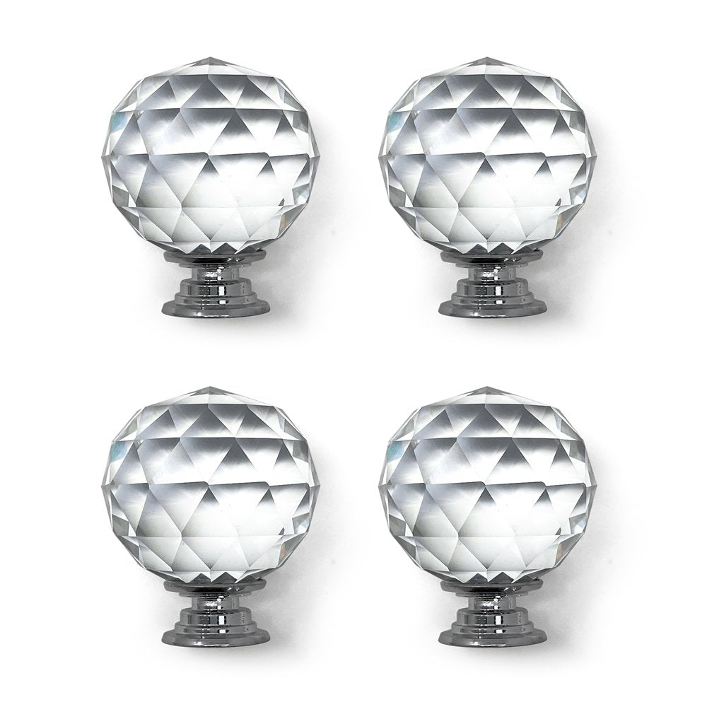 Isaac Jacobs Round Ball Shape (53 MM) Crystal Knobs Set, Cabinet Knobs with Screws, Drawer Pulls, Glass for Dresser, Bathroom, Bedroom, Kitchen, Living Room &amp; More