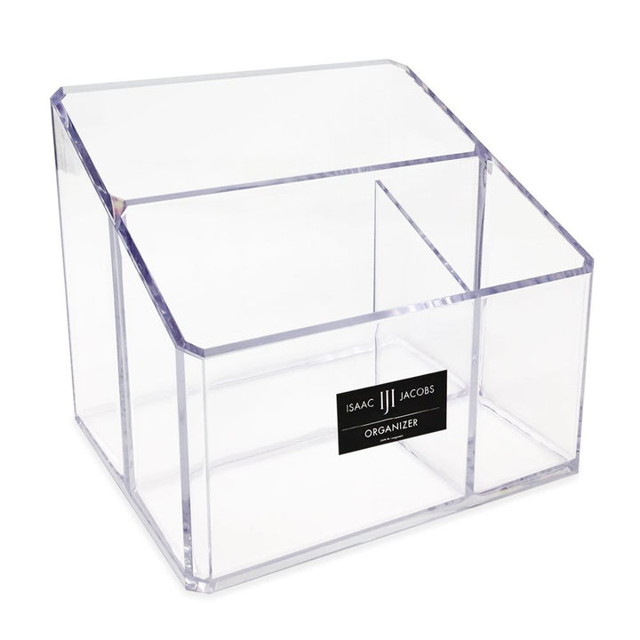 Isaac Jacobs Clear Acrylic Organizer, Remote Holder &amp; Multi-Functional Makeup, Brush, Pen &amp; Pencil Storage Solution, for The Home, Bathroom, Office, Child’s Desk