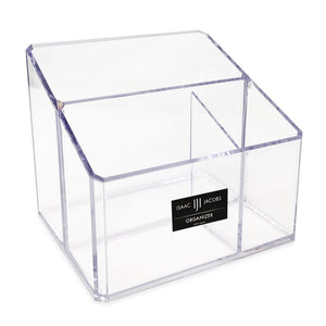 Isaac Jacobs Clear Acrylic Organizer, Remote Holder & Multi-Functional Makeup, Brush, Pen & Pencil Storage Solution, for The Home, Bathroom, Office, Child’s Desk