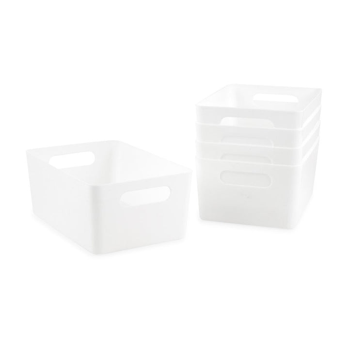 Isaac Jacobs Storage Bin Set w/ Cut-Out Handles, Plastic Organizer, Multi-Use, Home, Office, Pantry, Closet, Kitchen, Fridge/Freezer, BPA Free, Food Safe