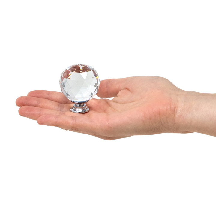 Isaac Jacobs Round Ball Shape (53 MM) Crystal Knobs Set, Cabinet Knobs with Screws, Drawer Pulls, Glass for Dresser, Bathroom, Bedroom, Kitchen, Living Room &amp; More