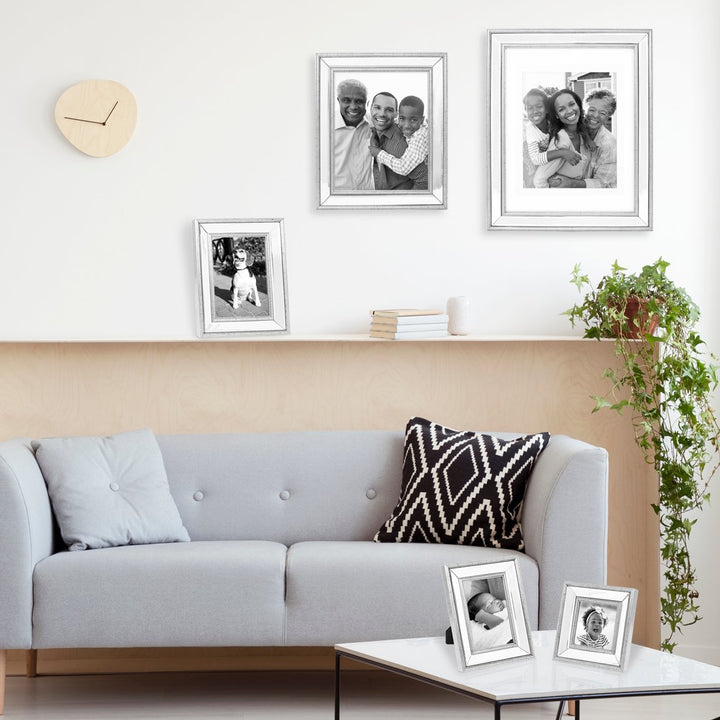 Isaac Jacobs Beveled Mirror Picture Frame - Classic Mirrored Frame with Slight Slanted Angle Made for Wall Décor Display, Photo Gallery and Wall Art