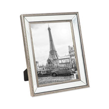 Isaac Jacobs Mirror Bead Picture Frame - Classic Mirrored Frame with Dotted Border Made for Wall Display, Tabletop, Photo Gallery and Wall Art