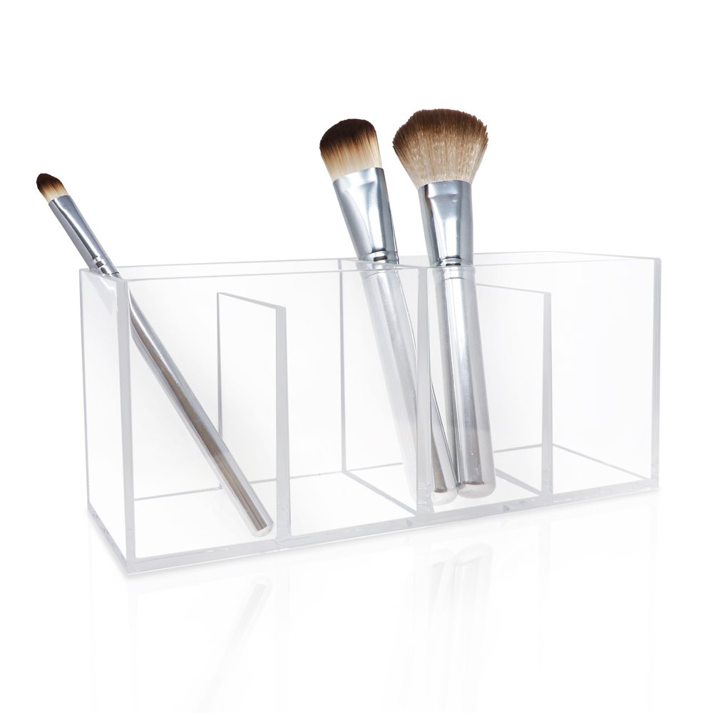 Isaac Jacobs 4-Compartment Clear Acrylic Organizer- Makeup Brush Holde –  Isaac Jacobs International