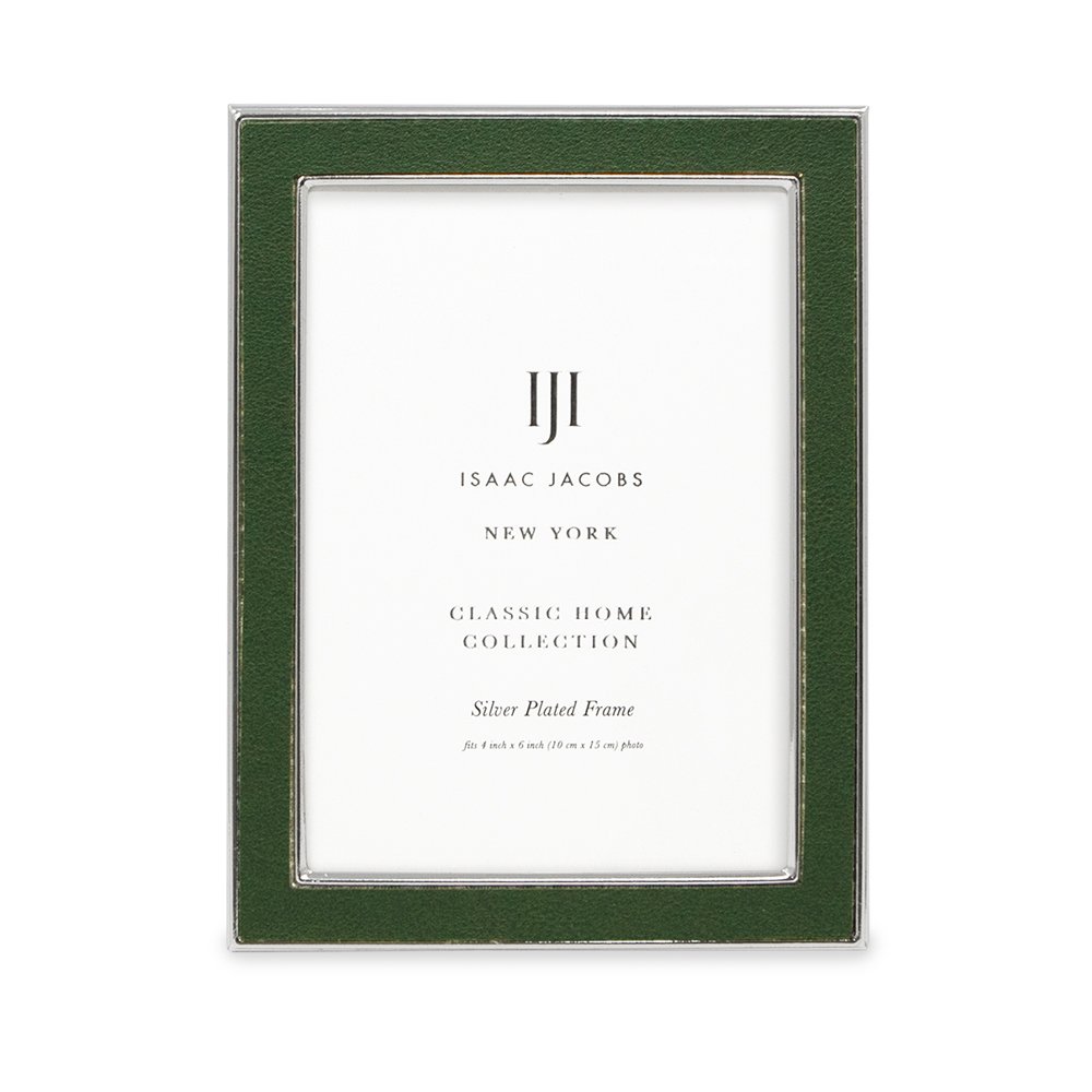 Isaac Jacobs Leather with Metal (Vertical &amp; Horizontal) Picture Frame, Suede Border w/ Black Fabric Easel, Wall-Mountable, Made For Tabletop, Photo Gallery