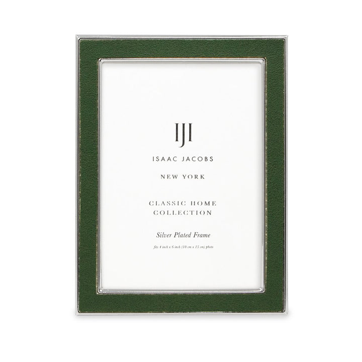Isaac Jacobs Leather with Metal (Vertical &amp; Horizontal) Picture Frame, Suede Border w/ Black Fabric Easel, Wall-Mountable, Made For Tabletop, Photo Gallery