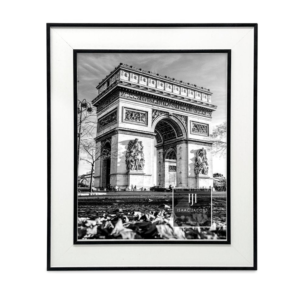 Isaac Jacobs (Vertical &amp; Horizontal) Double Border Picture Frame w/ Black Fabric Easel, Wall-Mountable, Made for Tabletop &amp; Gallery, Home or Office