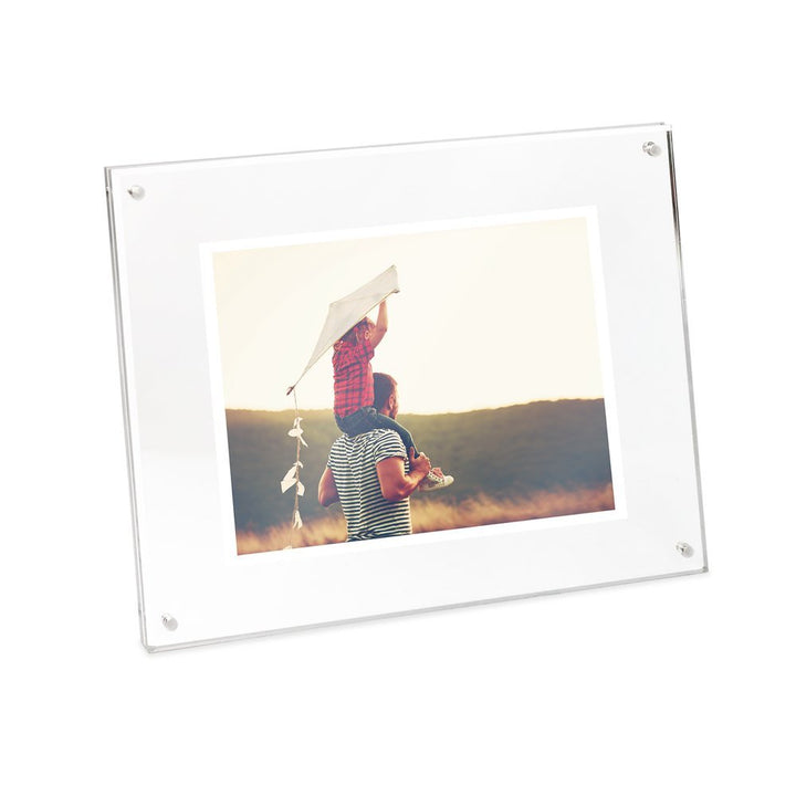Isaac Jacobs Clear Plain Acrylic Picture Frame, Magnetic Photo Frame, Made for Tabletop Display with Two-Way Easel