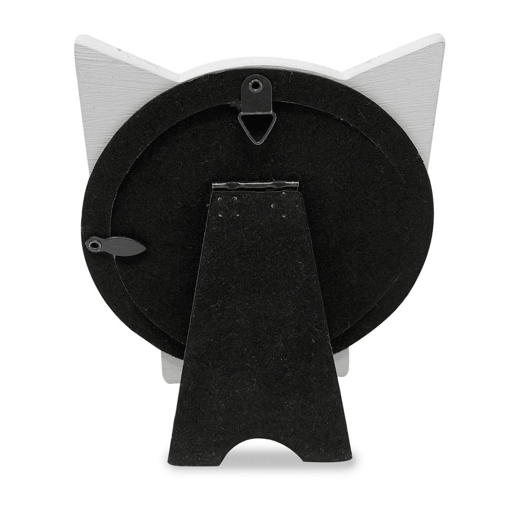 Isaac Jacobs Round Resin Sentiment Cat Picture Frame with Ears, Photo Tabletop &amp; Wall Display Hanging Display &amp; Home Décor