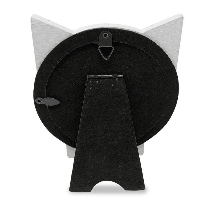 Isaac Jacobs Round Resin Sentiment Cat Picture Frame with Ears, Photo Tabletop &amp; Wall Display Hanging Display &amp; Home Décor