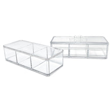 Isaac Jacobs 3-Compartment Clear Acrylic Rectangular Stackable Organizer with Lid, Multi-Sectional Drawer Tray, Storage Solution for Makeup, Craft Supplies, for Bathroom, Kitchen, Office