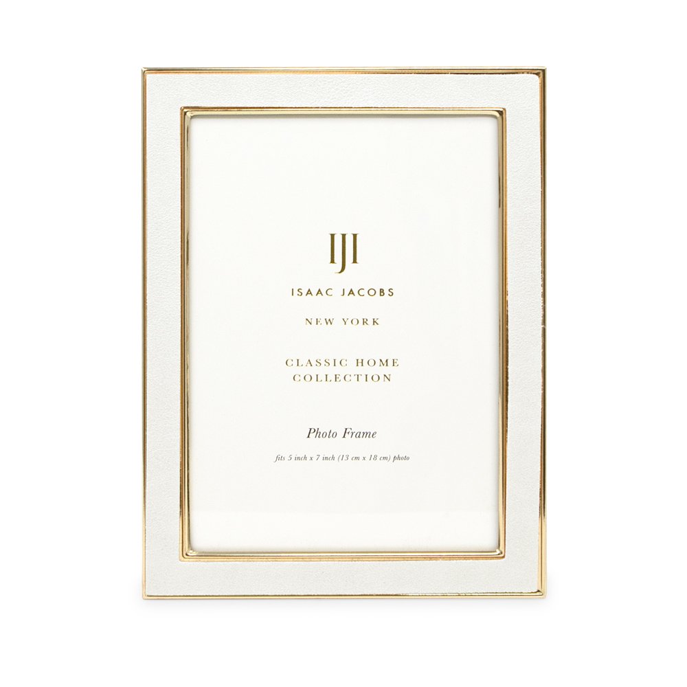 Isaac Jacobs Leather with Metal (Vertical &amp; Horizontal) Picture Frame, Suede Border w/ Black Fabric Easel, Wall-Mountable, Made For Tabletop, Photo Gallery