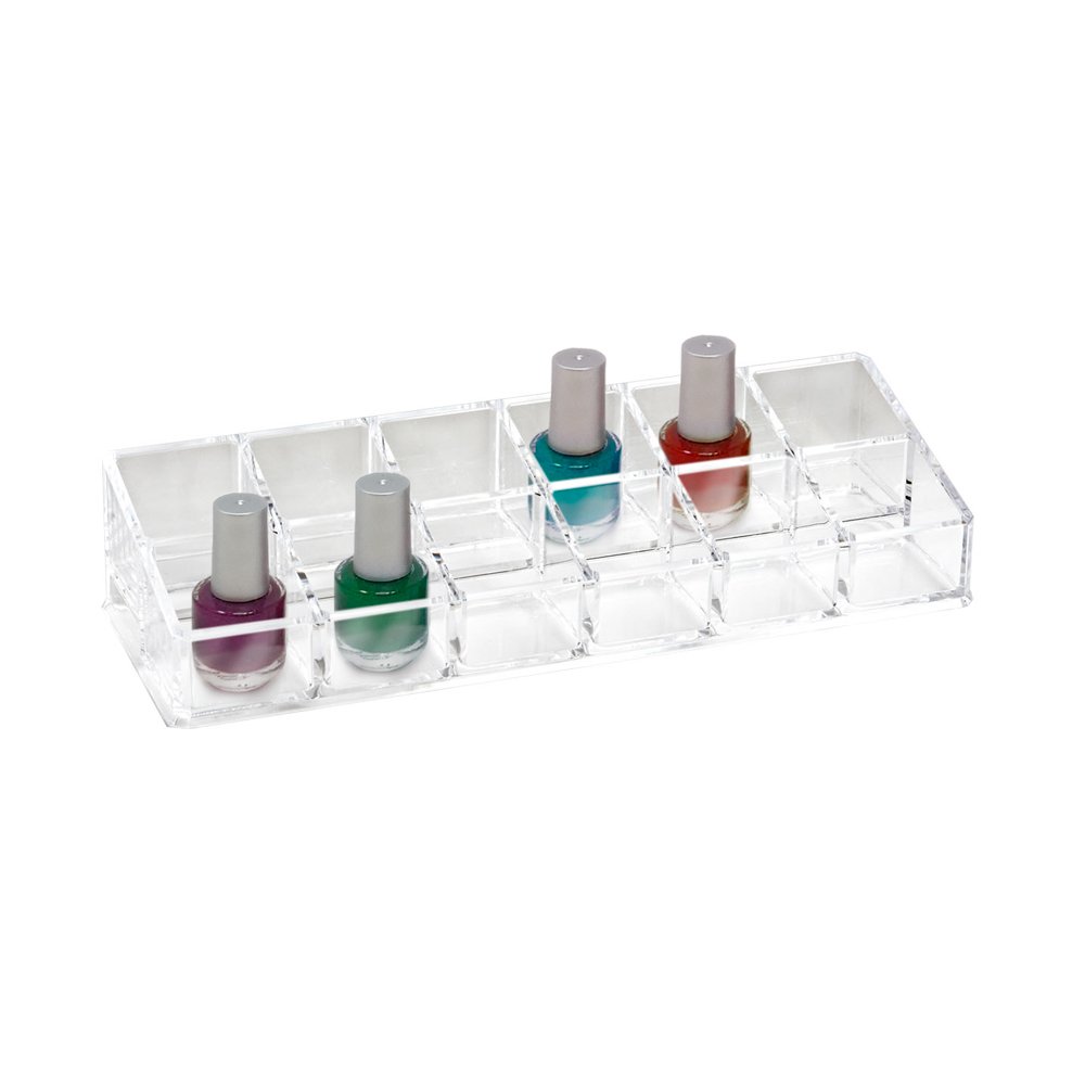 Isaac Jacobs Clear Acrylic Lipstick and Nail Polish Holder, Organizer for Makeup, Essential Oils, Storage Solution, Rack Display