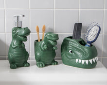 Isaac Jacobs Ceramic Dinosaur Cup Holder, Multi-Purpose Organizer, Bathroom, Kitchen, Bedroom, Office Décor