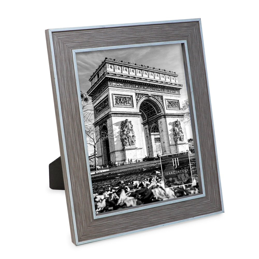 Isaac Jacobs (Vertical &amp; Horizontal) Double Border Picture Frame w/ Black Fabric Easel, Wall-Mountable, Made for Tabletop &amp; Gallery, Home or Office