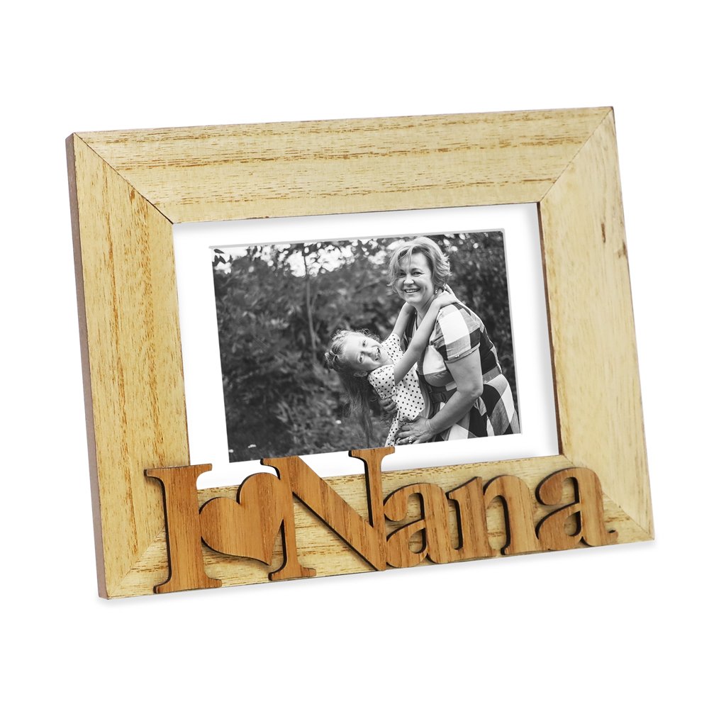 Isaac Jacobs Wood Sentiments “I Love Nana” Picture Frame, Photo Gift for Nana, Grandma, Family, Display on Tabletop, Desk