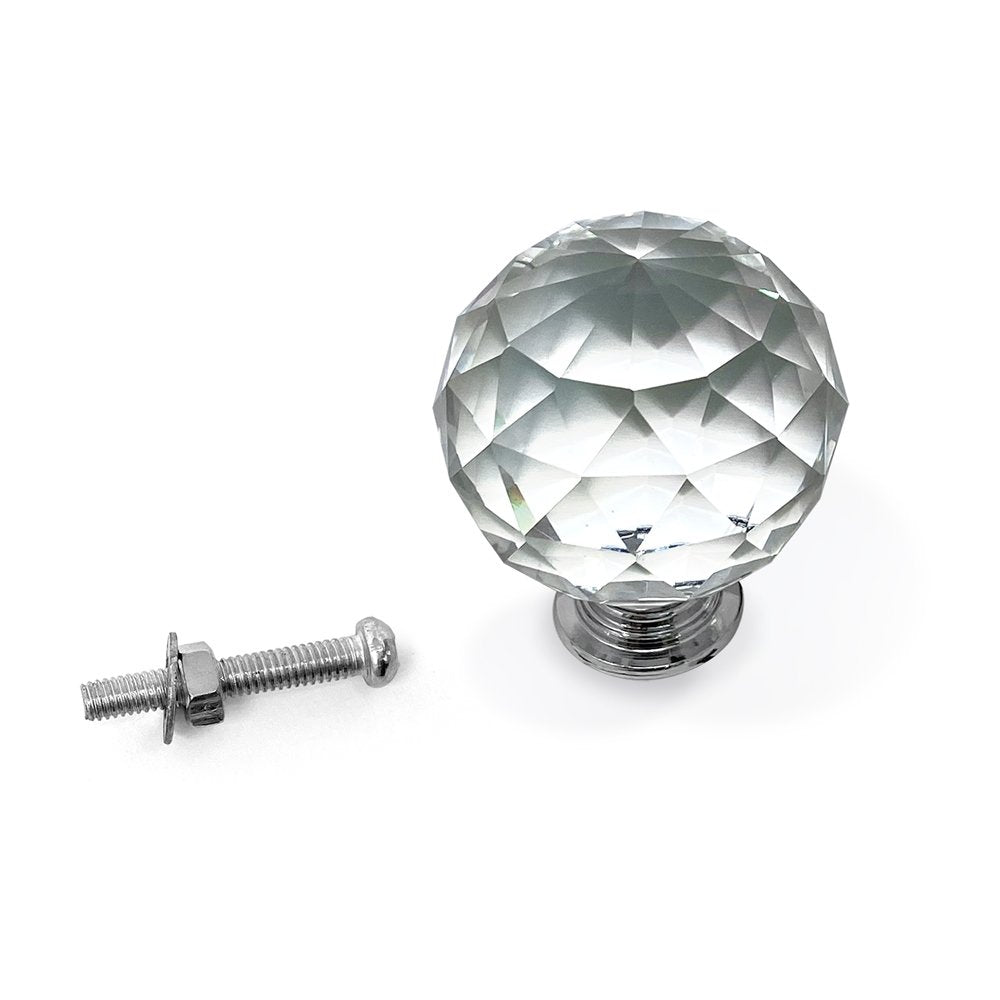 Isaac Jacobs Round Ball Shape (53 MM) Crystal Knobs Set, Cabinet Knobs with Screws, Drawer Pulls, Glass for Dresser, Bathroom, Bedroom, Kitchen, Living Room &amp; More