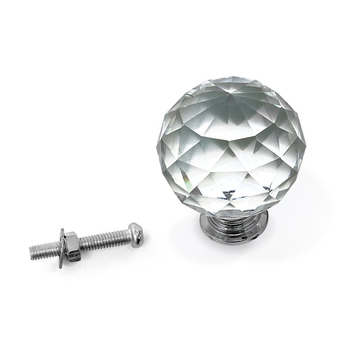 Isaac Jacobs Round Ball Shape (53 MM) Crystal Knobs Set, Cabinet Knobs with Screws, Drawer Pulls, Glass for Dresser, Bathroom, Bedroom, Kitchen, Living Room &amp; More