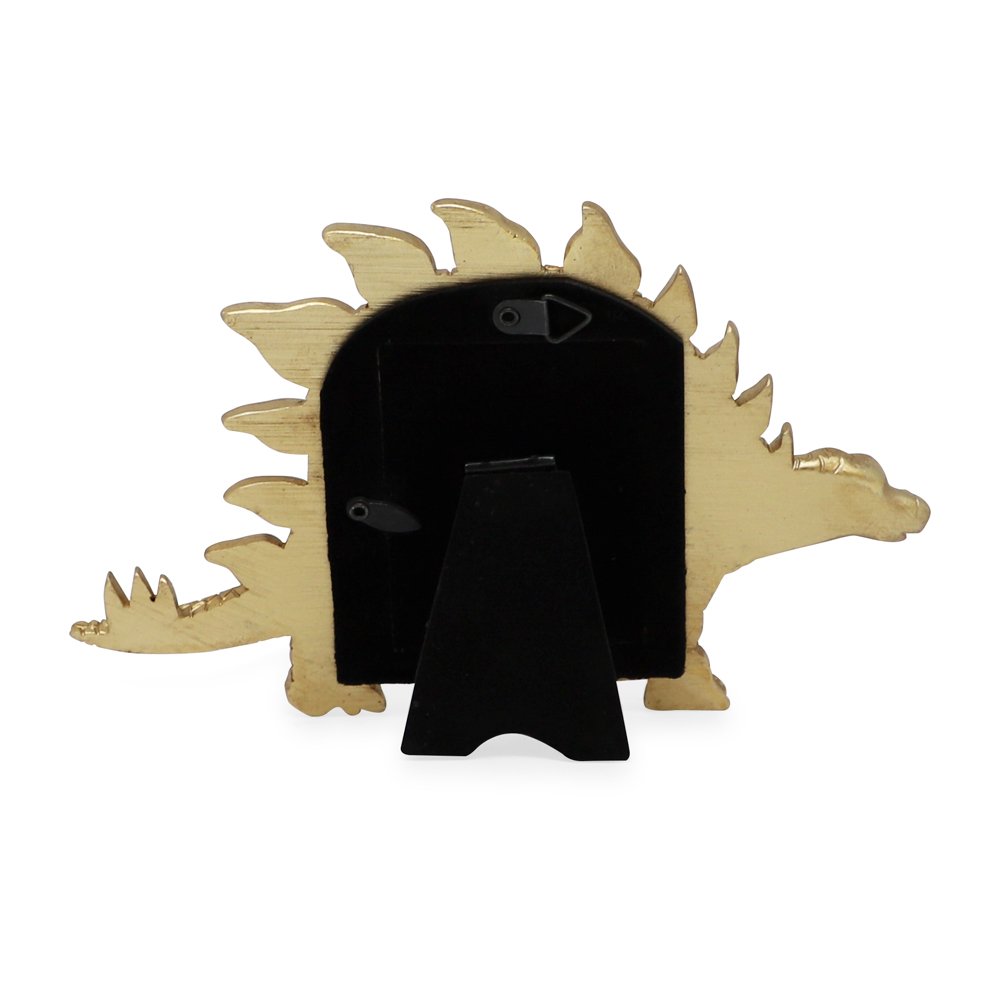 Isaac Jacobs 2” x 3" Resin Dinosaur Picture Frame, Vertical Keepsake Photo Frame with Easel and Hanging Tabs for Tabletop, Desktop &amp; Wall Display