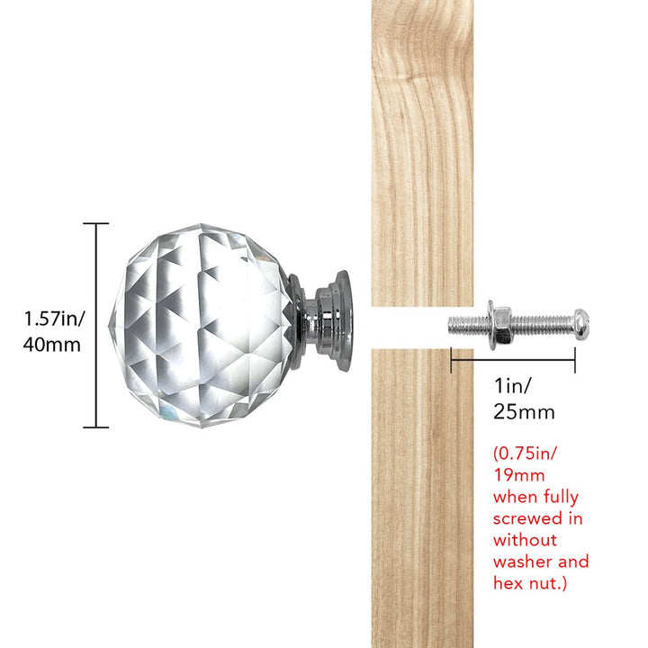 Isaac Jacobs Round Ball Shape (53 MM) Crystal Knobs Set, Cabinet Knobs with Screws, Drawer Pulls, Glass for Dresser, Bathroom, Bedroom, Kitchen, Living Room &amp; More