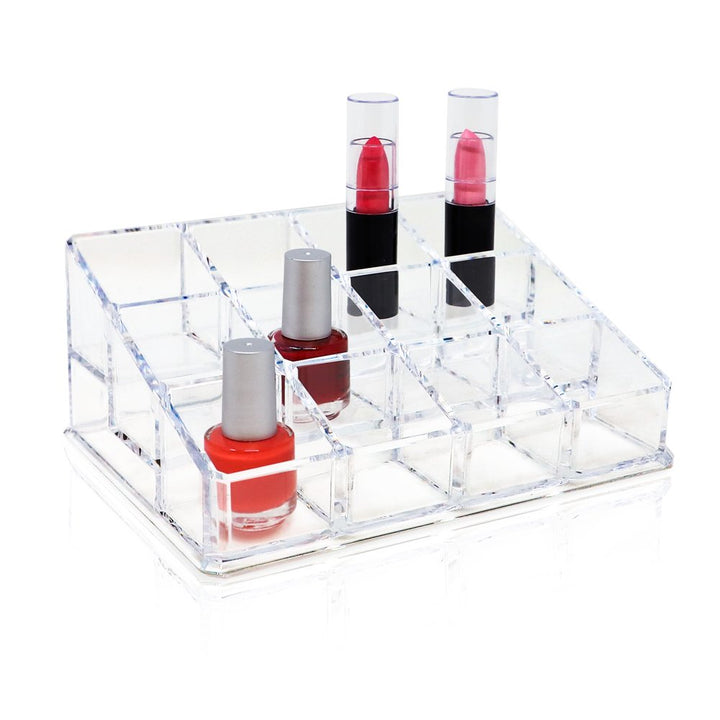 Isaac Jacobs Clear Acrylic Lipstick and Nail Polish Holder, Organizer for Makeup, Essential Oils, Storage Solution, Rack Display