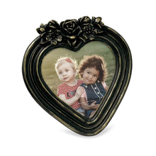 Isaac Jacobs 4x4 Heart-Shaped Resin Picture Frame with Rose Design, Decorative Photo Frame, Tabletop & Wall Display, Hanging Display & Home Décor