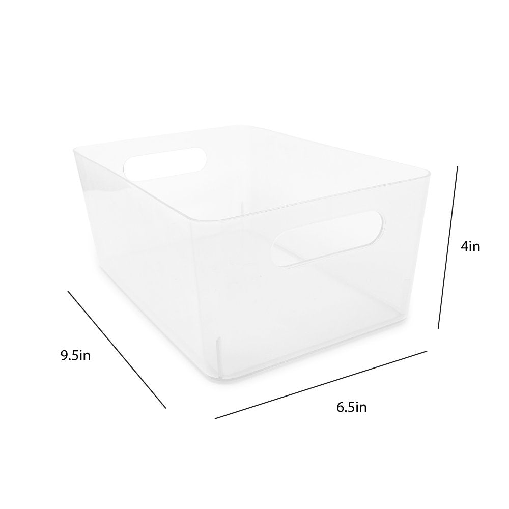 Isaac Jacobs Storage Bin Set w/ Cut-Out Handles, Plastic Organizer, Multi-Use, Home, Office, Pantry, Closet, Kitchen, Fridge/Freezer, BPA Free, Food Safe
