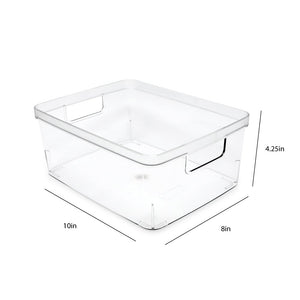 Isaac Jacobs Clear Storage Bins w/Cutout Handles, Plastic Organizer for Home, Office, Kitchen, Fridge/Freezer, Bathroom, BPA Free, Food Safe