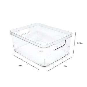 Isaac Jacobs Clear Storage Bins w/Cutout Handles, Plastic Organizer for Home, Office, Kitchen, Fridge/Freezer, Bathroom, BPA Free, Food Safe