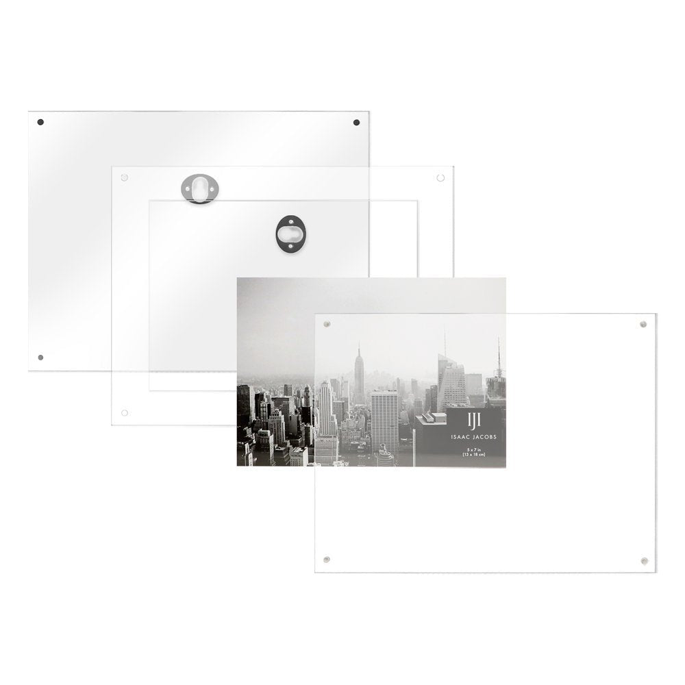 Isaac Jacobs Wall-Mountable Clear Acrylic Picture Frame, Magnetic Photo Frame, Made for Gallery Display, Wall Space, Wall Décor, Art, Home or Office