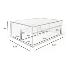 Isaac Jacobs 4-Compartment Clear Acrylic Organizer with Lid (6.7" L x 8.6" W x 3.4" H), Multi-Sectional Tray & Storage Solution for Makeup, School & Office Supplies & More, for Bathroom, Kitchen