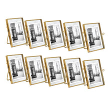 Isaac Jacobs 2x3 (10-Pack) Vintage Style Brass and Glass, Metal Floating Picture Frame (Vertical) with Locket Closure, for Photos, Art, More, Tabletop Display