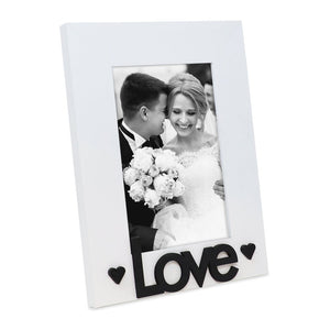 Isaac Jacobs Wood Sentiments “Love” Picture Frame, Photo Gift for Loved Ones, Family, Display on Tabletop, Desk