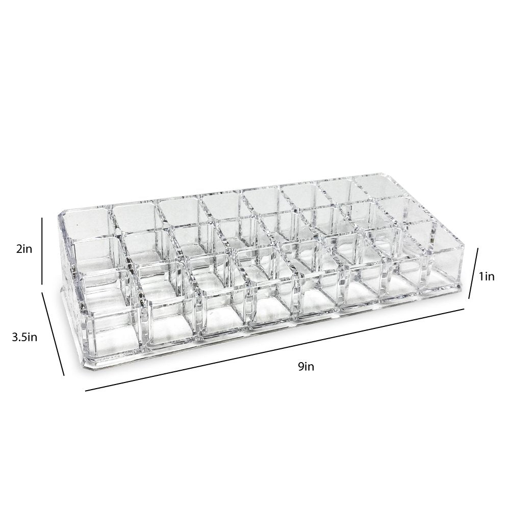 Isaac Jacobs Clear Acrylic Lipstick and Nail Polish Holder, Organizer for Makeup, Essential Oils, Storage Solution, Rack Display