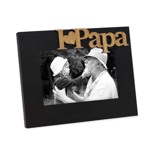 Isaac Jacobs Wood Sentiments “I Love Papa” / I Heart Papa Picture Frame, Photo Gift for Papa, Grandpa, Family, Display on Tabletop, Desk