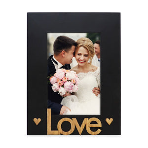 Isaac Jacobs Wood Sentiments “Love” Picture Frame, Photo Gift for Loved Ones, Family, Display on Tabletop, Desk