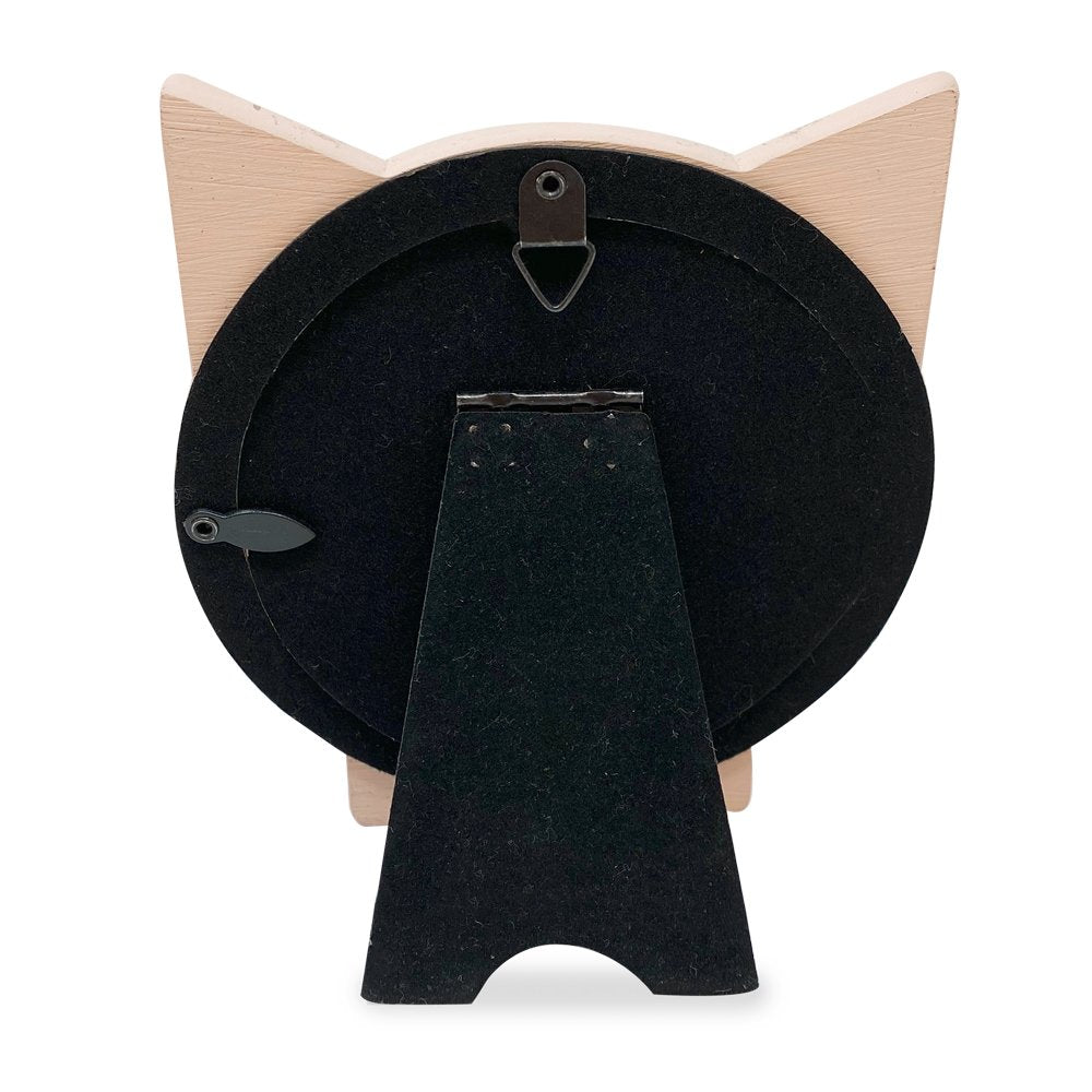 Isaac Jacobs Round Resin Sentiment Cat Picture Frame with Ears, Photo Tabletop &amp; Wall Display Hanging Display &amp; Home Décor