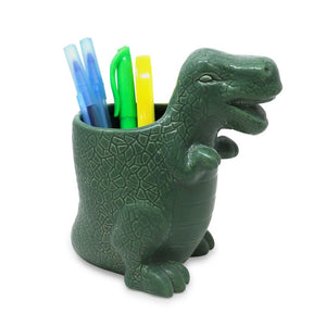 Isaac Jacobs Ceramic Dinosaur Cup Holder, Multi-Purpose Organizer, Bathroom, Kitchen, Bedroom, Office Décor