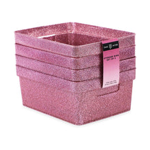 Isaac Jacobs Small Glitter Storage Bin (10” x 7.5” x 4.25”) Set w/Cut-Out Handles, Plastic Organizer, Multi-Functional, Home Storage Solution, Kids Playroom, Bedroom, Closet