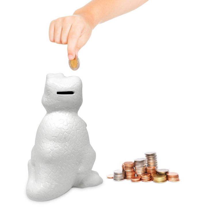 Isaac Jacobs Ceramic Dinosaur Money Bank, T-Rex Piggy Bank, Dino Room Décor, Coin Bank, Gift for Boys or Girls, Tyrannosaurus