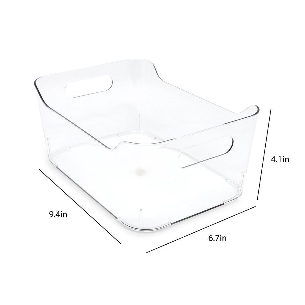 Isaac Jacobs Clear Storage Bins w/Handles, Plastic Box Set, Home, Office, Fridge, Freezer, Kitchen, Pantry Organization Container, BPA-Free/Food Safe