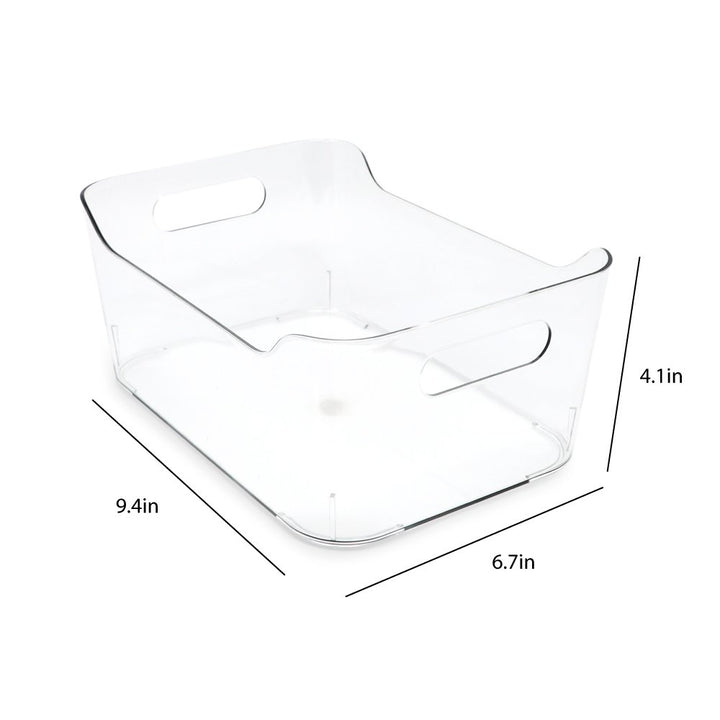 Isaac Jacobs Clear Storage Bins w/Handles, Plastic Box Set, Home, Office, Fridge, Freezer, Kitchen, Pantry Organization Container, BPA-Free/Food Safe