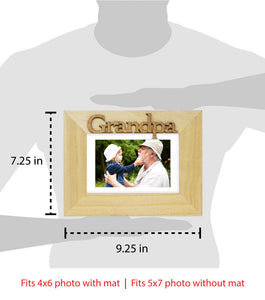 Isaac Jacobs Wood Sentiments Grandpa Picture Frame, Photo Gift for Grandfather, Papa, Family, Display on Tabletop, Desk